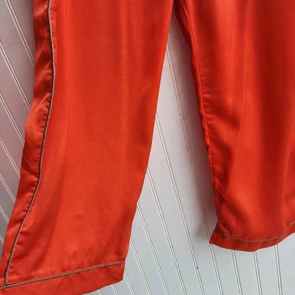 MINAA MONROE 2PC Orange Beige Button Shirt Pants Womens SET Lighweight XL - Picture 3 of 16